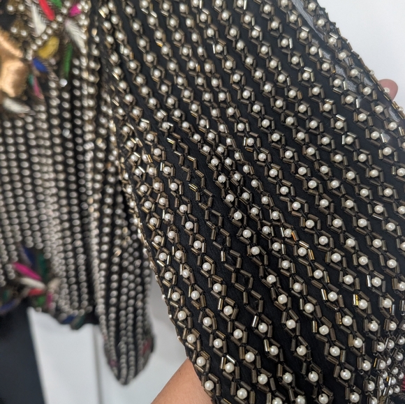 Vintage Hand Beaded Silk Jacket- Perfect For NFR - Picture 7 of 9